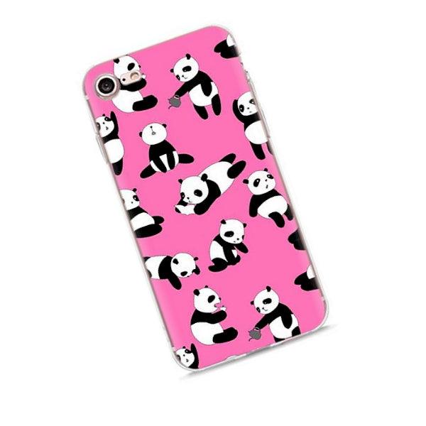 Coque iPhone 7 Silicone Rose Petit Panda