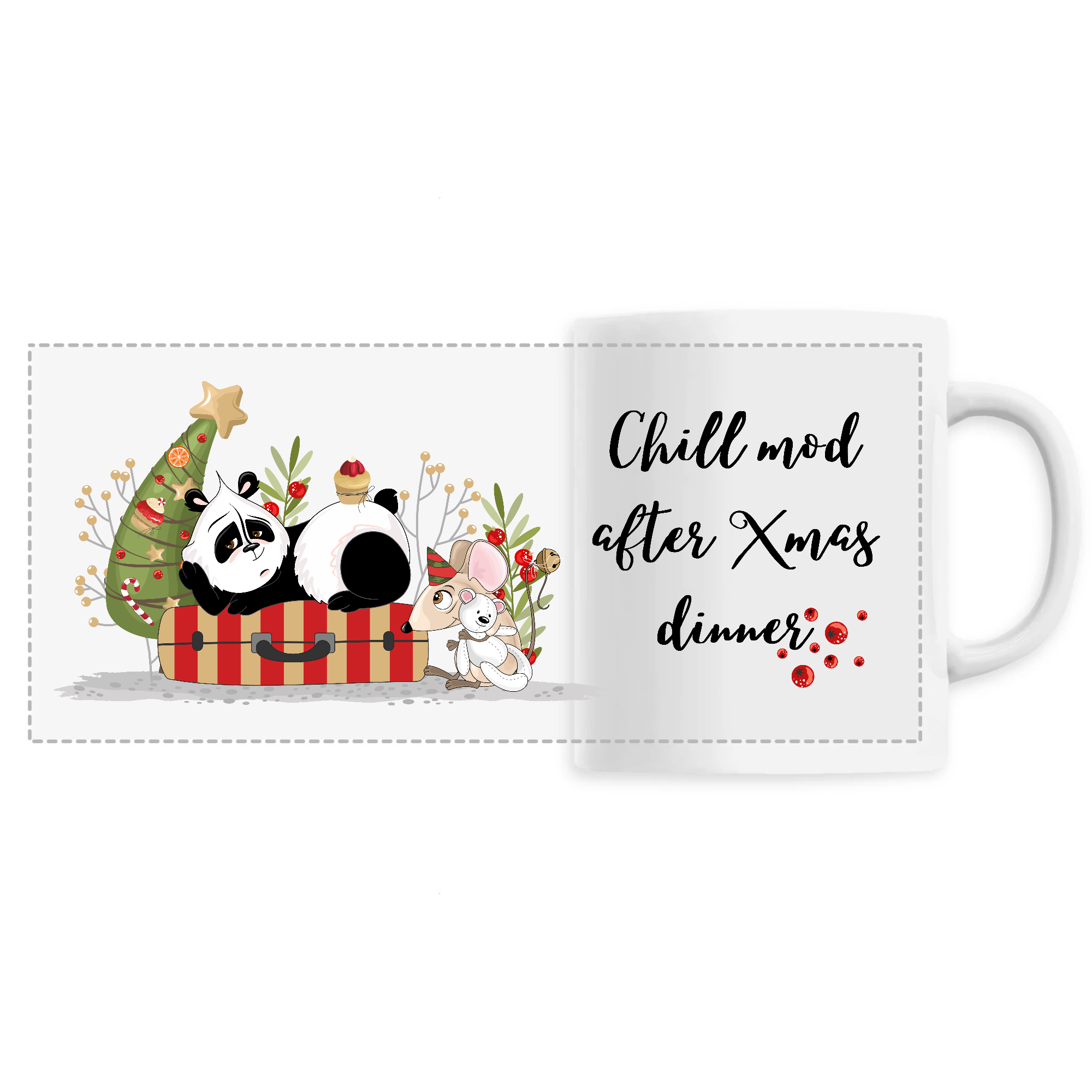 Mug Panoramique Panda cadeau Noel Rouge