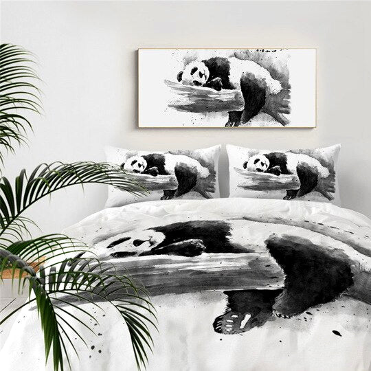 Parure de Lit Noir et Blanc 260x240 Petit Panda