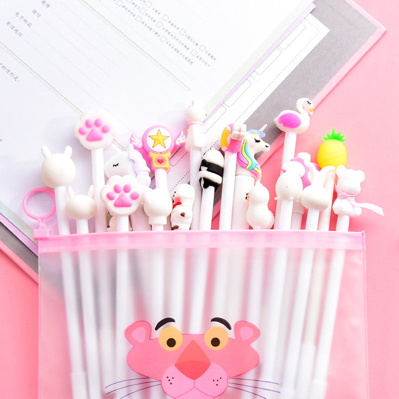 Plstod Stylo Gel 8 Pcs Cute Stylos Noir Animal Dessin Animé Kawaii Gel Stylo  (Panda 