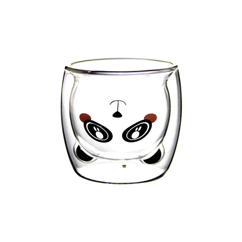 Tasse de café isolée à double paroi d'ornement de panda de dessin